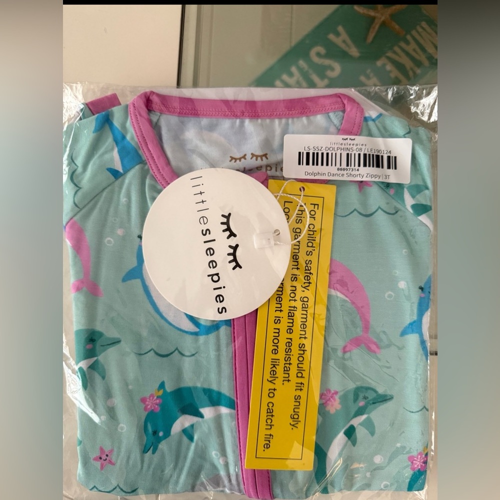Little Sleepies Dolphin Dance Bamboo Shortie Zippy 3T